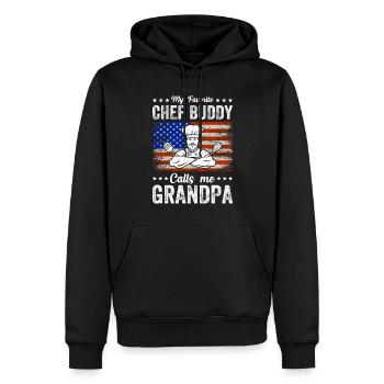 Mon copain chef préféré m’appelle grand-père nourriture cooki - Sweat à capuche Premium bio Homme - noir - Devant - Nico (187cm)