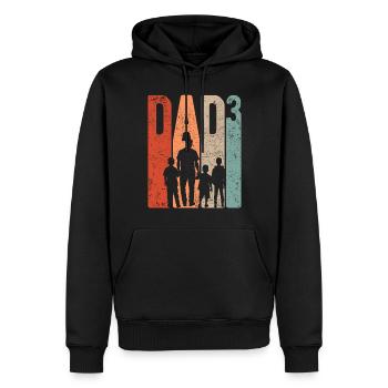 Papa jusqu’à 3 Papa Jusqu’à 3 Enfants Trois garçons Rétro - Sweat à capuche Premium bio Homme - noir - Devant - Nico (187cm)