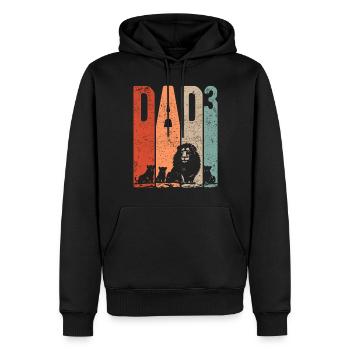 Dad Hoch 3 Papa Hoch 3 Kinder Dreifacher Papa Löwe - Männer Premium Bio Hoodie - Schwarz - Vorne - Nico (187cm)