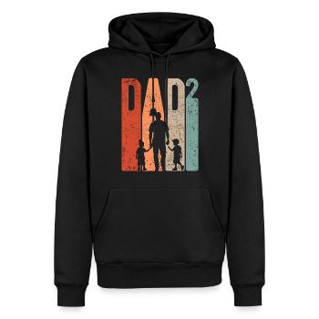 Dad Hoch 2 Papa Hoch 2 Kinder Zwei Jungen Retro - Männer Premium Bio Hoodie - Schwarz - Vorne - Nico (187cm)