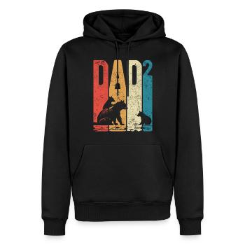 Dad Hoch 2 Papa Hoch 2 Kinder Bär Zweifacher Papa - Männer Premium Bio Hoodie - Schwarz - Vorne - Nico (187cm)