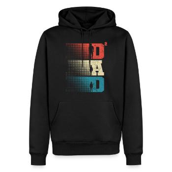 Dad Hoch 2 Papa Hoch 2 Kinder Zwei Söhne Retro - Männer Premium Bio Hoodie - Schwarz - Vorne - Nico (187cm)