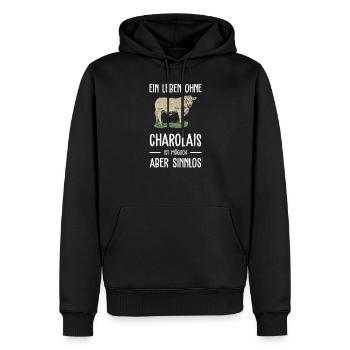 Charolais Rind I Frankreich Rinderzucht für - Männer Premium Bio Hoodie - Schwarz - Vorne - Nico (187cm)