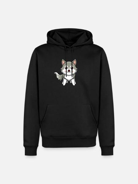 mignon Kawaii Husky - Sweat à capuche Premium bio Homme - noir