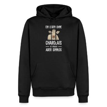 Charolais Rind I Frankreich Rinderzucht für - Männer Premium Bio Hoodie - Schwarz - Vorne - Nico (187cm)