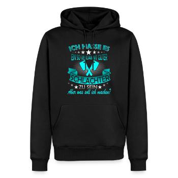 Fleischer Metzger Fleischerei Metzgerei Geschenk - Männer Premium Bio Hoodie - Schwarz - Vorne - Nico (187cm)