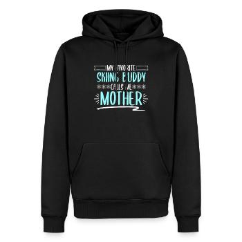 Skiing Buddy m’appelle Mère Ski Neige - Sweat à capuche Premium bio Homme - noir - Devant - Nico (187cm)