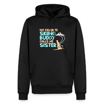 Skiing Buddy m’appelle Sister Ski Snow - Sweat à capuche Premium bio Homme - noir - Devant - Nico (187cm)