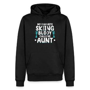 Skiing Buddy m’appelle Tante Ski Snow - Sweat à capuche Premium bio Homme - noir - Devant - Nico (187cm)