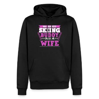Skifahren Buddy Calls Me Wife Ski Schnee - Männer Premium Bio Hoodie - Schwarz - Vorne - Nico (187cm)