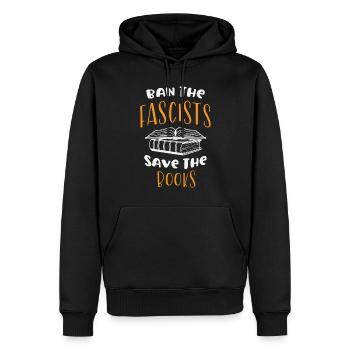 Banni les fascistes, sauvez les livres - Sweat à capuche Premium bio Homme - noir - Devant - Nico (187cm)