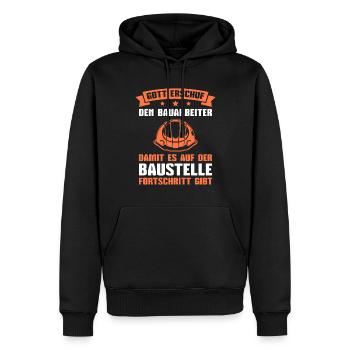 Baustelle Gott erschuf den Bauarbeiter - Männer Premium Bio Hoodie - Schwarz - Vorne - Nico (187cm)