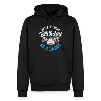 Mon premier anniversaire en tant que papa fête papa papa papa papa - Sweat à capuche Premium bio Homme - noir - Devant - Nico (187cm)