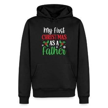 Mon premier Noël en tant que père enceinte - Sweat à capuche Premium bio Homme - noir - Devant - Nico (187cm)