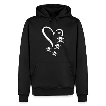 Couteaux croisés Couteaux de cuisson dans un cœur Chef cuisinier - Sweat à capuche Premium bio Homme - noir - Devant - Nico (187cm)