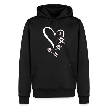 Couteaux croisés Couteaux de cuisson dans un cœur Chef cuisinier - Sweat à capuche Premium bio Homme - noir - Devant - Nico (187cm)