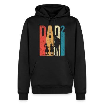 Dad Hoch 2 Papa Hoch 2 Kinder Zwei Mädchen Retro - Männer Premium Bio Hoodie - Schwarz - Vorne - Nico (187cm)