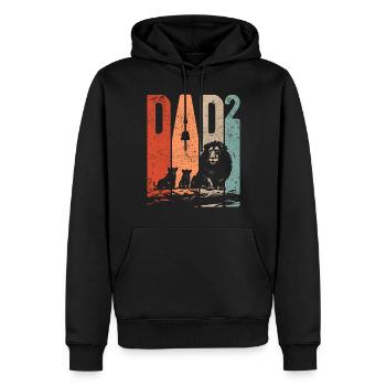 Dad Hoch 2 Papa Hoch 2 Kinder Zweifacher Papa Löwe - Männer Premium Bio Hoodie - Schwarz - Vorne - Nico (187cm)
