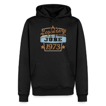 Millésime 1973 Anniversaire Dictons - Sweat à capuche Premium bio Homme - noir - Devant - Nico (187cm)