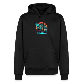 Turtle on Skateboard Sunset Design - Men’s Premium Organic Hoodie - black - Front - Nico (187cm)