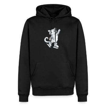 Dessin de chat sur patins - Sweat à capuche Premium bio Homme - noir - Devant - Nico (187cm)