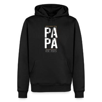 Papa 2023 - Männer Premium Bio Hoodie - Schwarz - Vorne - Nico (187cm)