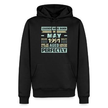 32ème Anniversaire Mai Millésime 1991 Millésime - Sweat à capuche Premium bio Homme - noir - Devant - Nico (187cm)
