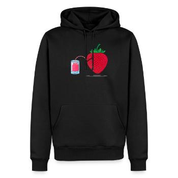 Witzige Erdbeere Erdbeersaft - Männer Premium Bio Hoodie - Schwarz - Vorne - Nico (187cm)