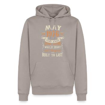 Toukokuu 1976 Syntymäpäivälahja - Premium luomulaatuinen miesten huppari - taupe - Edestä - Nico (187cm)