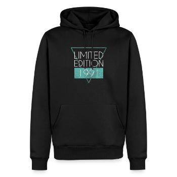 Édition limitée 1991 - Sweat à capuche Premium bio Homme - noir - Devant - Nico (187cm)
