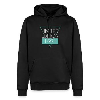 Édition limitée 1991 - Sweat à capuche Premium bio Homme - noir - Devant - Nico (187cm)