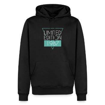 Limited Edition 1987 - Männer Premium Bio Hoodie - Schwarz - Vorne - Nico (187cm)