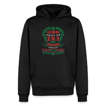 Legenden wurden im Jahr 2003 geboren - Männer Premium Bio Hoodie - Schwarz - Vorne - Nico (187cm)