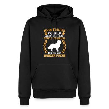Spiele mit Harzer Fuchs altdeutscher Hütefuchs - Männer Premium Bio Hoodie - Schwarz - Vorne - Nico (187cm)