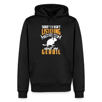 An meine Rennmaus gedacht Nagetier Gerbil - Männer Premium Bio Hoodie - Schwarz - Vorne - Nico (187cm)