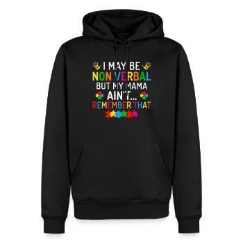 Je peux être autiste non verbal - Sweat à capuche Premium bio Homme - noir - Devant - Nico (187cm)
