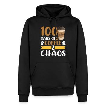 100 jours de café - Sweat à capuche Premium bio Homme - noir - Devant - Nico (187cm)