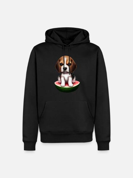 Baby Beagle on watermelon - Men’s Premium Organic Hoodie - black