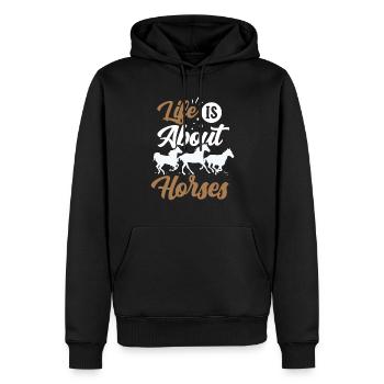 Das Leben Besteht Aus Pferden Pferd Reiten - Männer Premium Bio Hoodie - Schwarz - Vorne - Nico (187cm)