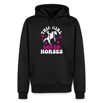 Cette fille aime les chevaux à cheval cavalier - Sweat à capuche Premium bio Homme - noir - Devant - Nico (187cm)