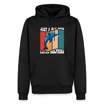 Juste un garçon qui aime les dauphins Animaux marins aquatiques - Sweat à capuche Premium bio Homme - noir - Devant - Nico (187cm)