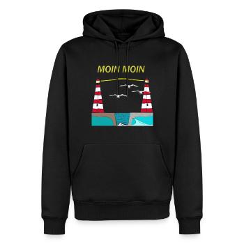Nordsee Moin Leuchtturm - Männer Premium Bio Hoodie - Schwarz - Vorne - Nico (187cm)