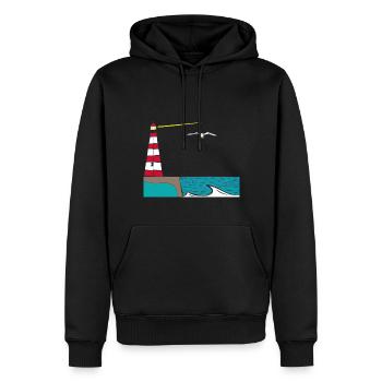 Phare de mouettes de l’île de la mer du Nord - Sweat à capuche Premium bio Homme - noir - Devant - Nico (187cm)
