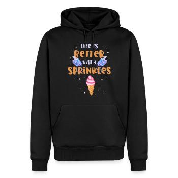 La vie est meilleure avec les paillettes - Sweat à capuche Premium bio Homme - noir - Devant - Nico (187cm)