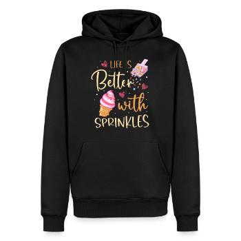 La vie est meilleure avec les paillettes - Sweat à capuche Premium bio Homme - noir - Devant - Nico (187cm)