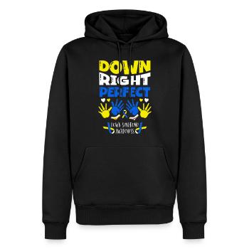 Down Right Perfect Conscience du syndrome de Down - Sweat à capuche Premium bio Homme - noir - Devant - Nico (187cm)