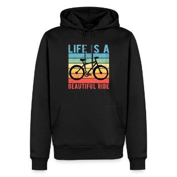 La vie cycliste à vélo est une belle balade - Sweat à capuche Premium bio Homme - noir - Devant - Nico (187cm)