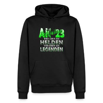 Cérémonie de remise des diplômes d’études secondaires 2023 Cérémonie de remise des diplômes - Sweat à capuche Premium bio Homme - noir - Devant - Nico (187cm)