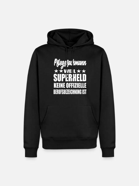 Pflegefachman Superheld Spruch - Männer Premium Bio Hoodie - Schwarz