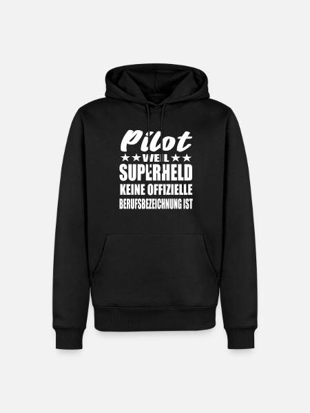 Pilot Superheld Spruch - Männer Premium Bio Hoodie - Schwarz